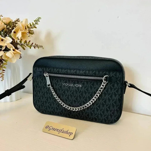 Michael kors purse Jet Set Large East/West Chain crossbody bag black signature - Picture 3 of 8